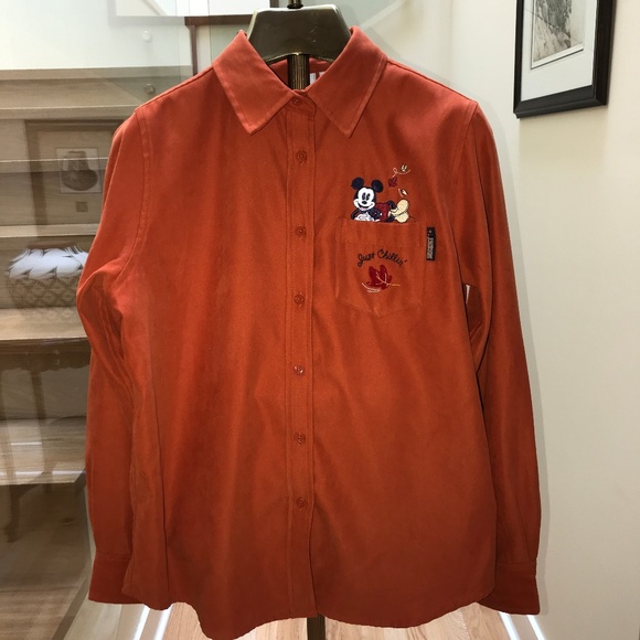 Disney Tops - Disney Mickey Just Chillin Button Down Blouse